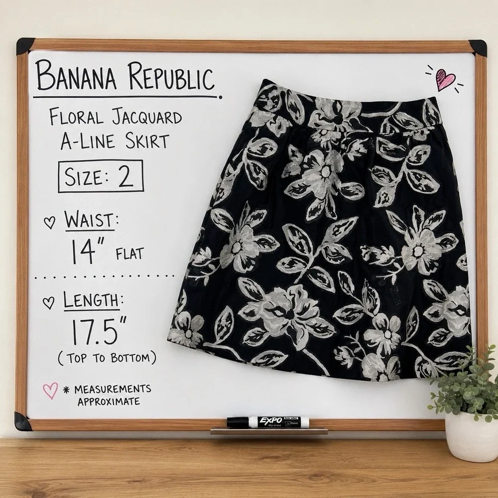 Banana Republic Floral Jacquard A-Line Skirt Coquette Feminine Size 2